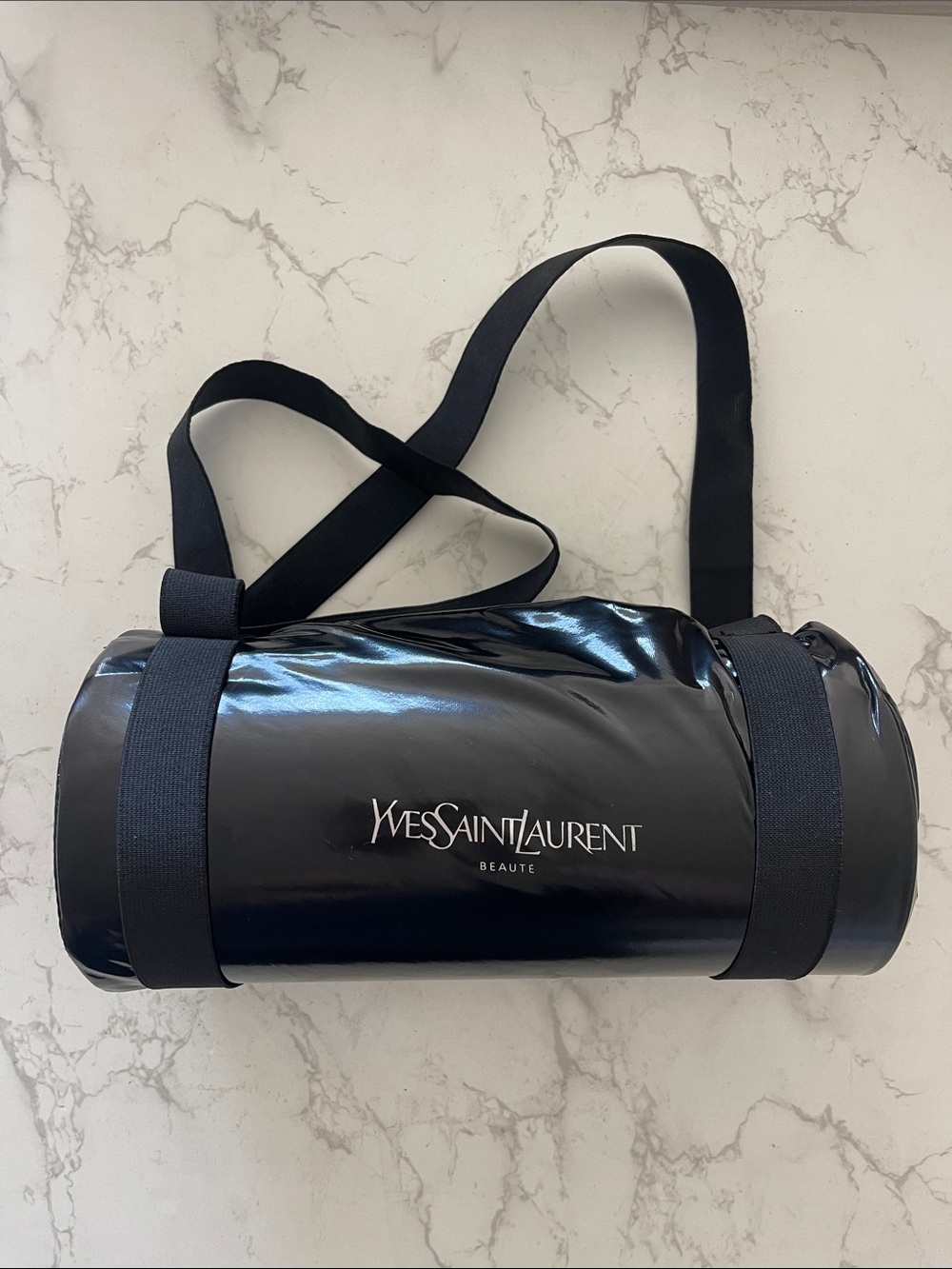 Yves Saint Laurent Lash Latex MascayBlack Patent Barrel Shoulder Bag PR PACKAGE